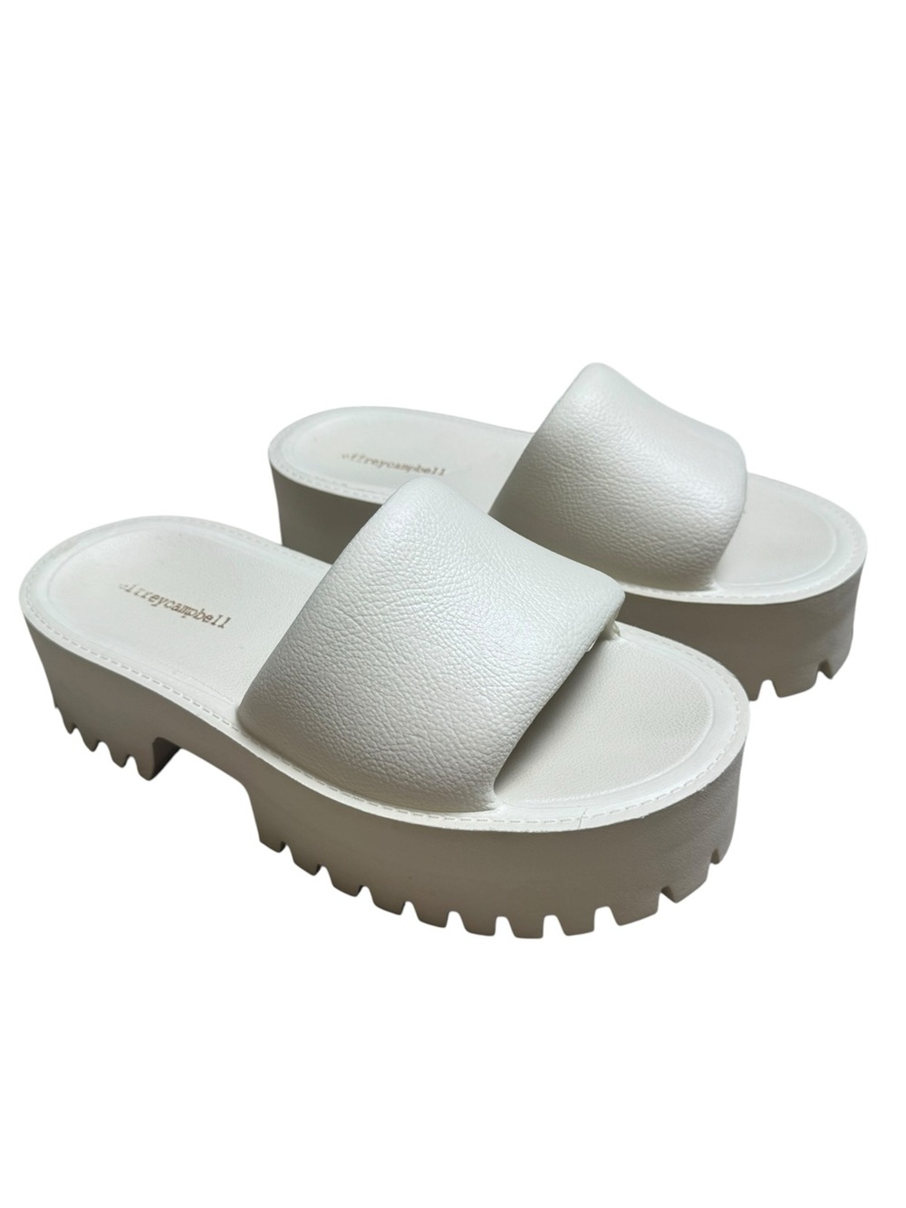 Jeffrey Campbell Summertime Platform Slide Sandal in Sea Salt
